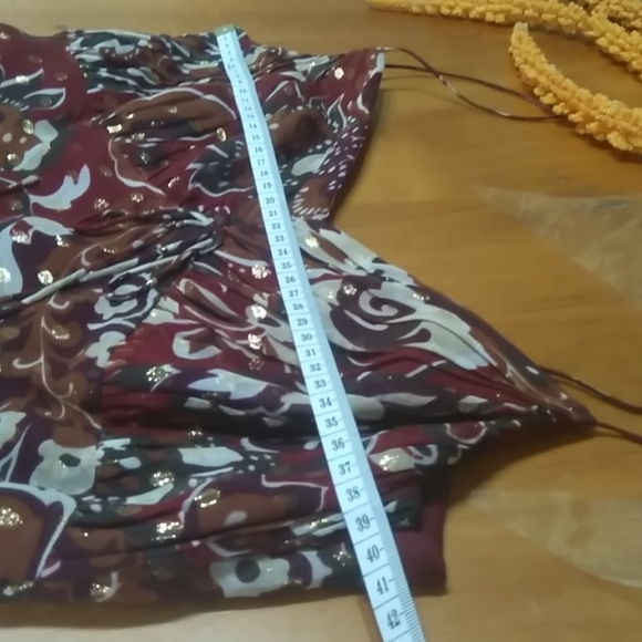 Ann Taylor gold & silk flowery high waisted midi dress AU 6 - Picture 6 of 7